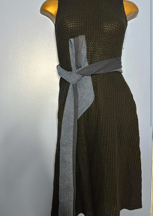 Two tone denim wrap belt