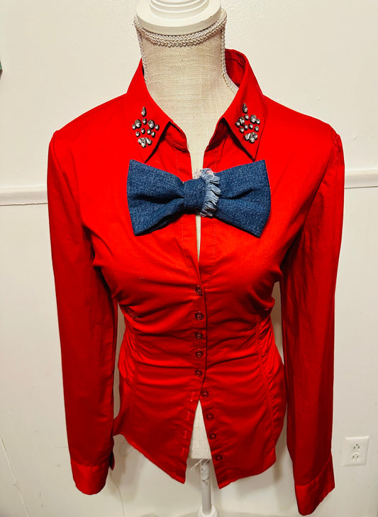 Distressed bow tie/brooch